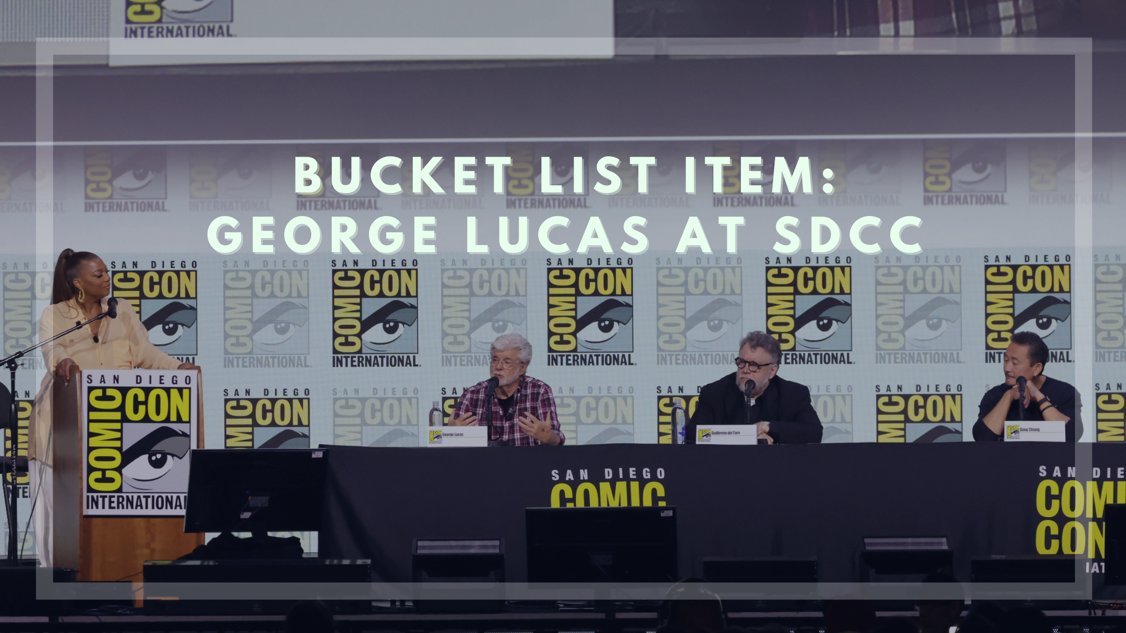 George Lucas, Queen Latifah, Guillermor Del Toro and Doug Chiang at San Diego Comic Con